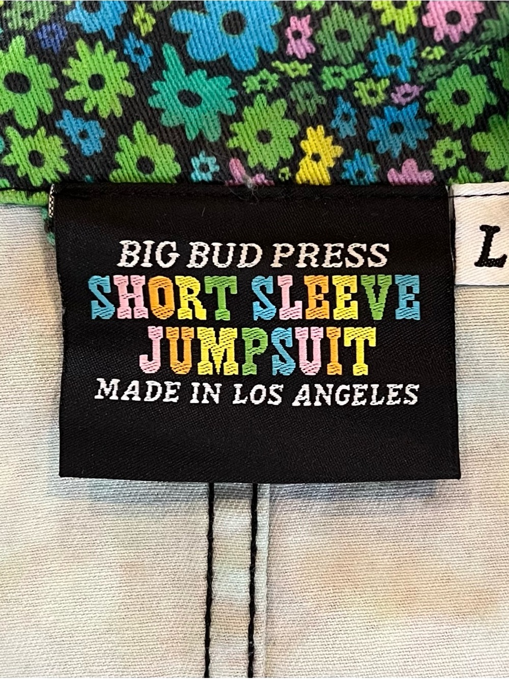 Big Bud Press Moss Blossom Short Sleeve Jumpsuit Size L - Picture 3 of 7